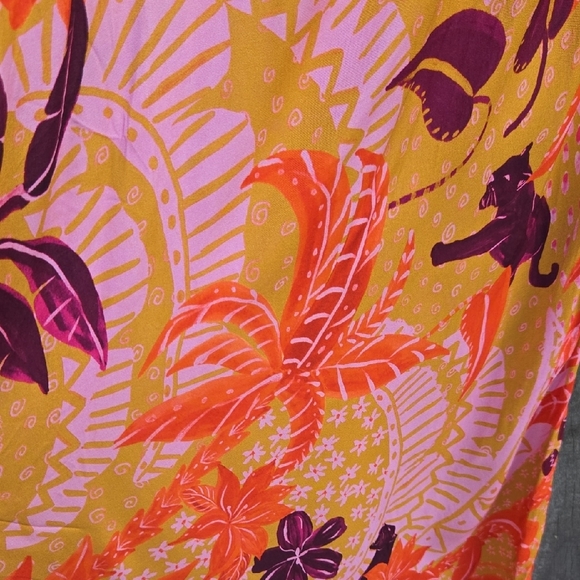 Farm Rio Jungle Panther Cutout Balloon Sleeve Dress - Picture 7 of 9